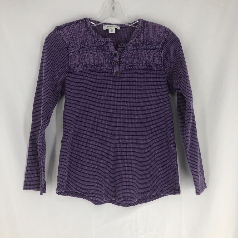 Coldwater Creek Womans PS Long Sleeve Ribbed Waffle Knit Purple
